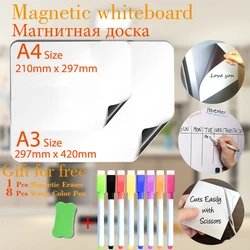 A3+A4 Size Magnetic Whiteboard Fridge Stickers Reusable Dry Erase Message Board Schedules Memorandum Announcement Bulletin