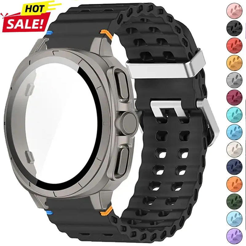 2-in-1 Case+Strap for Samsung Galaxy Watch 7 40mm 44mm Appearance Upgrade Ultra 47mm for Galaxy 7 Sports Silicone Bracelet