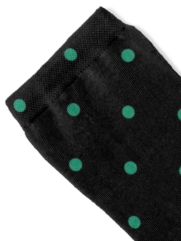 Small Elf Green on Black Polka Dots Socks