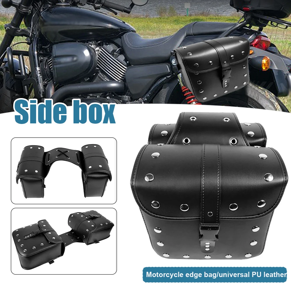 Motorcycle Saddle Bags 2 Pack Universal PU Leather Saddlebags For Honda Shadow Suzuki Boulevard Sportster