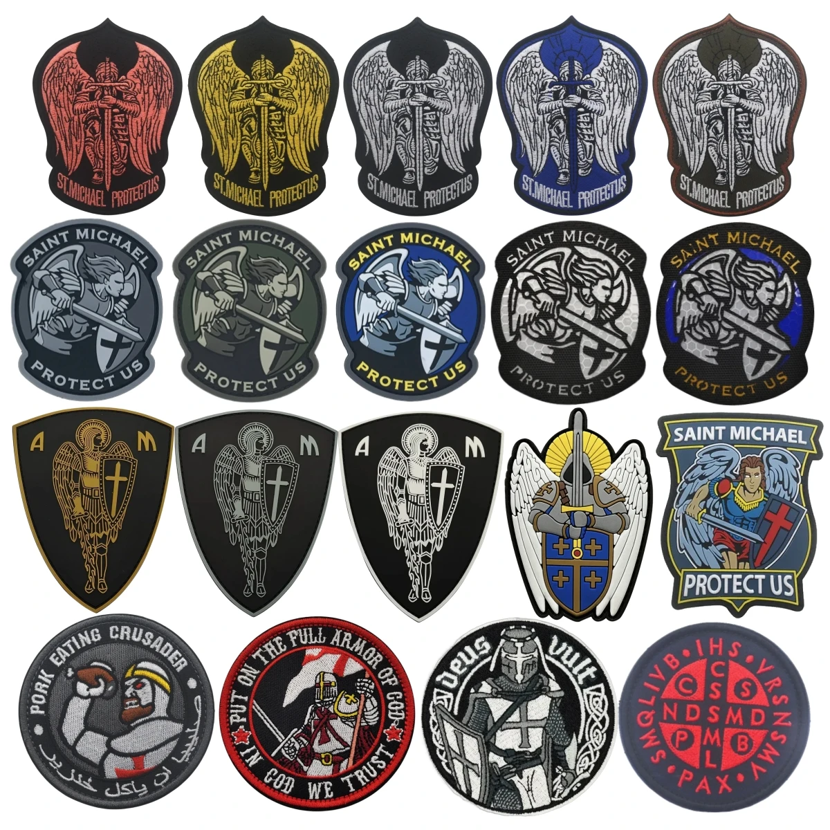 Archangel St. Michael Patch Compilations PVC Reflective Angel Embroidered Hook and Loop Morale Badge Backpack Tactical Stickers