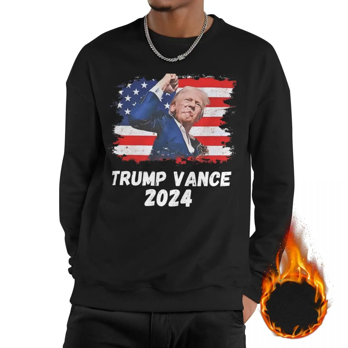 

Stylish Trump Vance 2024 Sweatshirt For Men Women Fleece Lined Long Sleeve Shirts Thick Trump Vice President Sweatshirts Hoodie