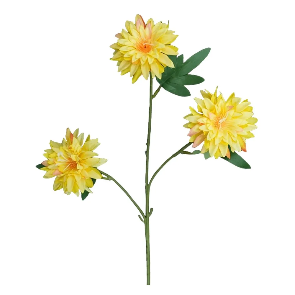 

64cm Length Artificial Dahlia Flower Long Branch Floral Arrangement Silk Flower 3 Heads Realistic Simulation Flowers Home Decor