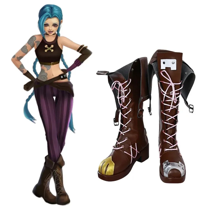

LOL Jinx Game Cosplay Costume ShoesThe Loose Cannon Arcane Jinx Cosplay Outfits Blue Wig ShoesFor Halloween Carnival Party