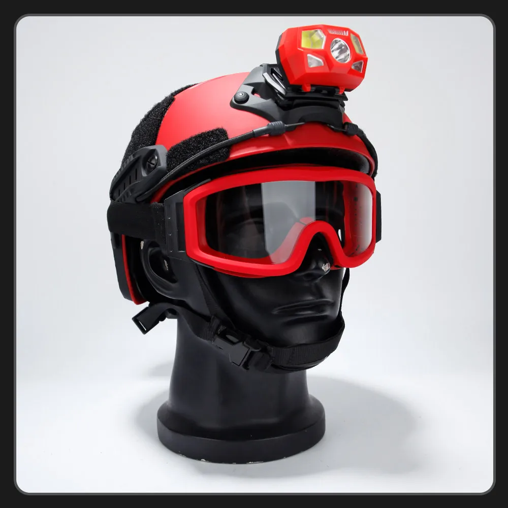 Casco FAST táctico ligero con gafas antifuego y luz PJ Hole - imagen 4