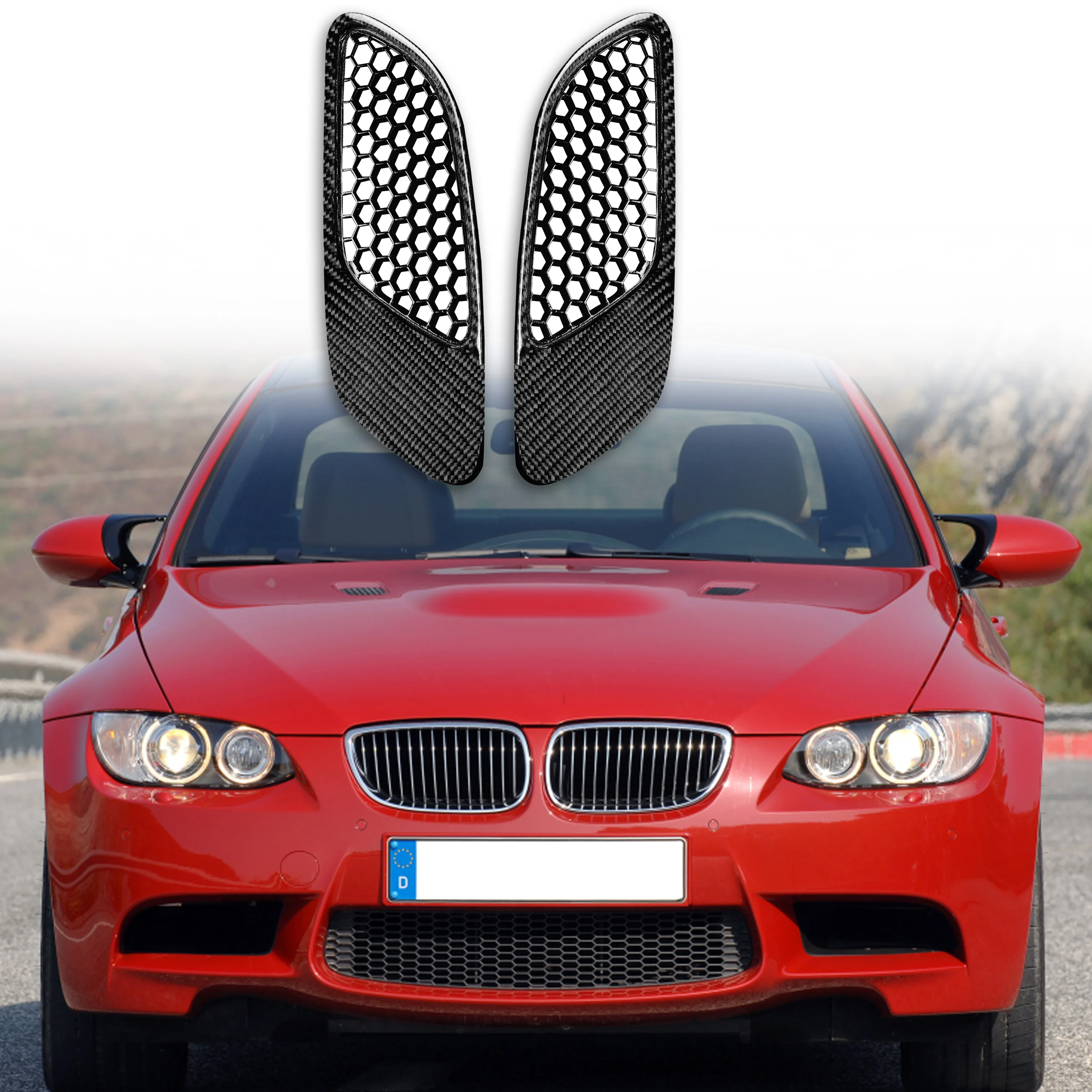 فتحة تهوية جديدة لغطاء محرك السيارة من الكربون عالية الجودة لسيارة BMW 3 Series E90 E92 E93 M3