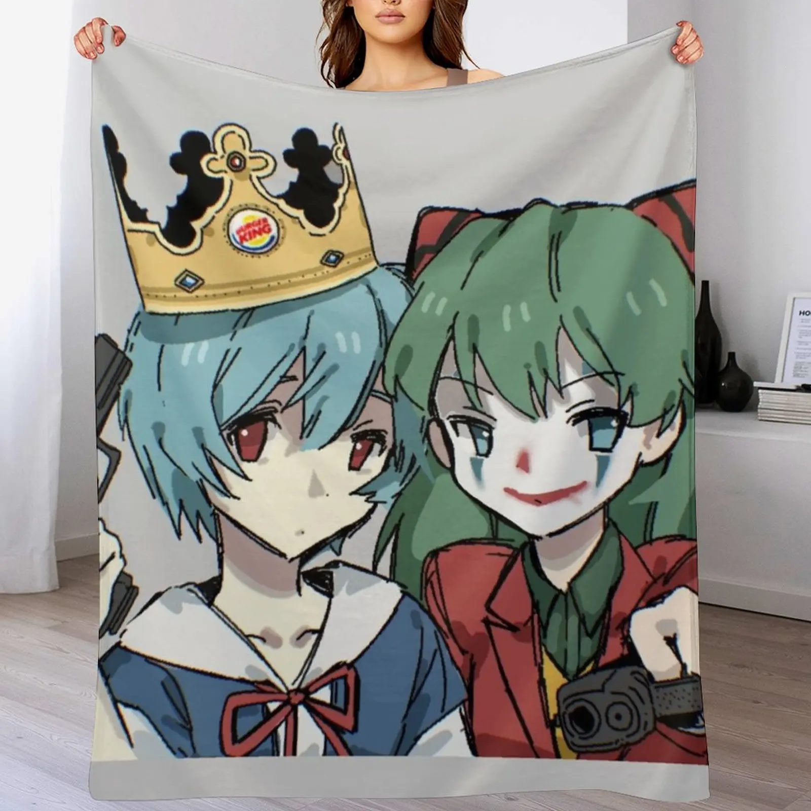 Rei and Asuka Joker and Crown Throw Blanket Blankets For Baby heavy to sleep Warm Blankets