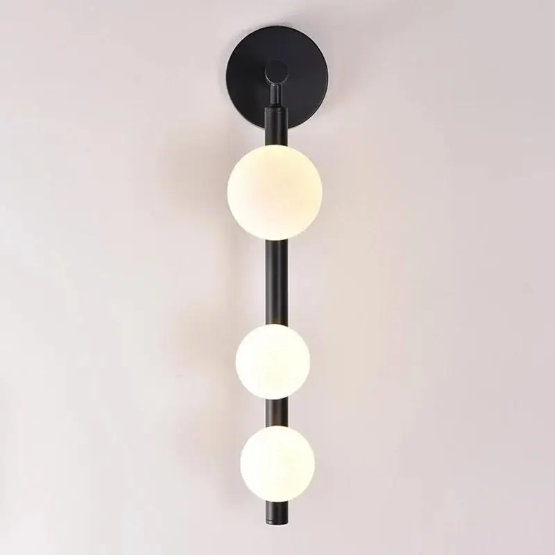 Imagem -04 - Bola de Vidro Branco Luzes de Parede Espelho de Luz Led Sala de Estar Quarto Cabeceira Ouro Preto Pérola Wall Sconce Banheiro