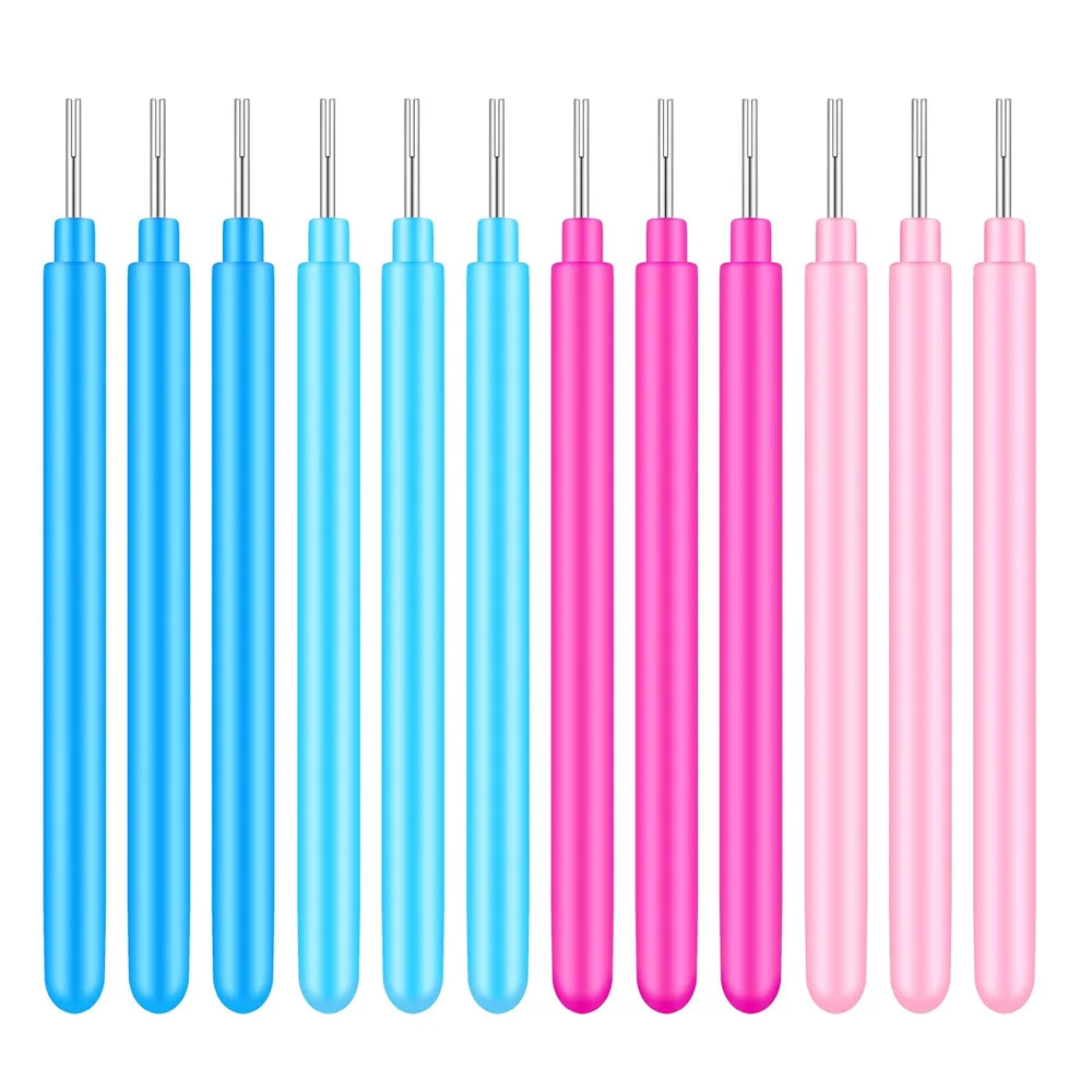 12 Uds herramientas de filigrana de papel Kit ranurado pluma de aguja de filigrana rizador rosa azul para manualidades de arte proyecto de fabricación de tarjetas de papel DIY