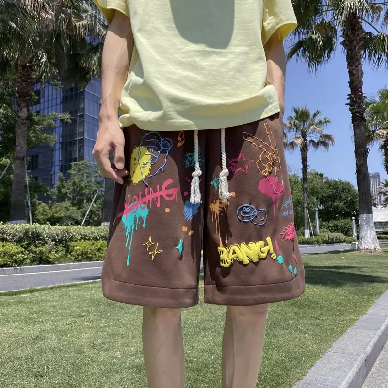 Summer New Fashionable Trendy Printed Cartoon Beach Shorts for Men's Casual Loose Outdoor Sports Large Size High Quality Shorts