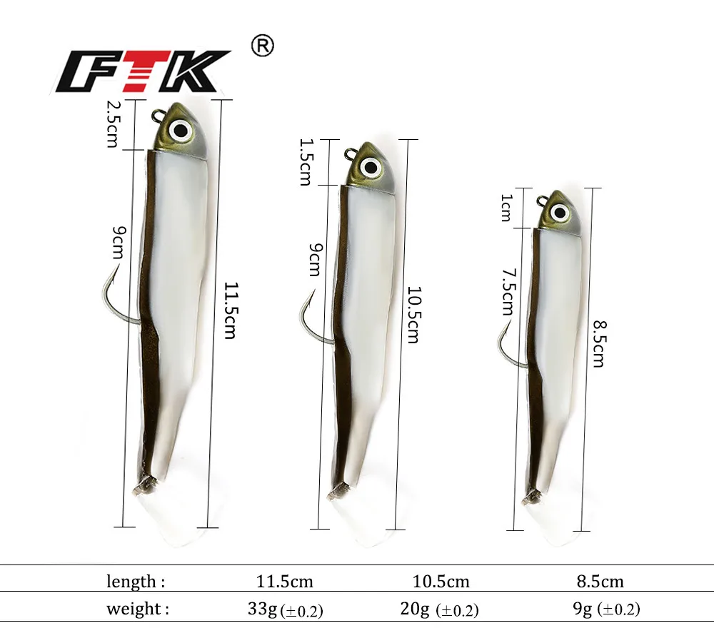 FTK 2pcs/lot 5g 12g 25g crank Jig head hook fishing hook head Jig lure hard bait soft worm jig hook for fishing