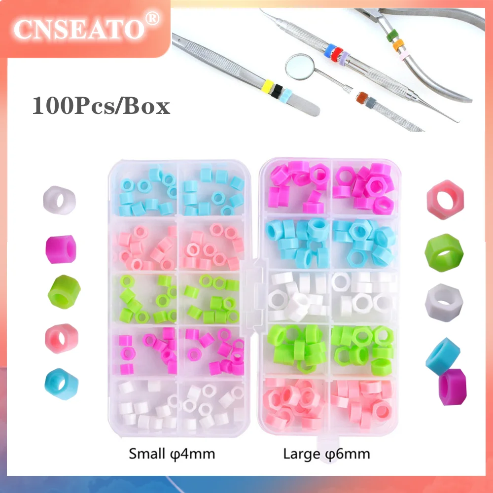 

100Pcs Silicone Color Code Ring Dental Instrument Identification Circle Orthodontic Dentist Tools Mark Bands Dentistry Materials