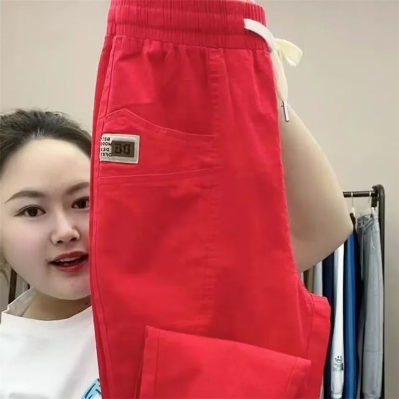 Spring Summer Women's Harem Pants High Waist Straight Casual All-match Pants Women Fashion Loose Cotton linen Trousers Female