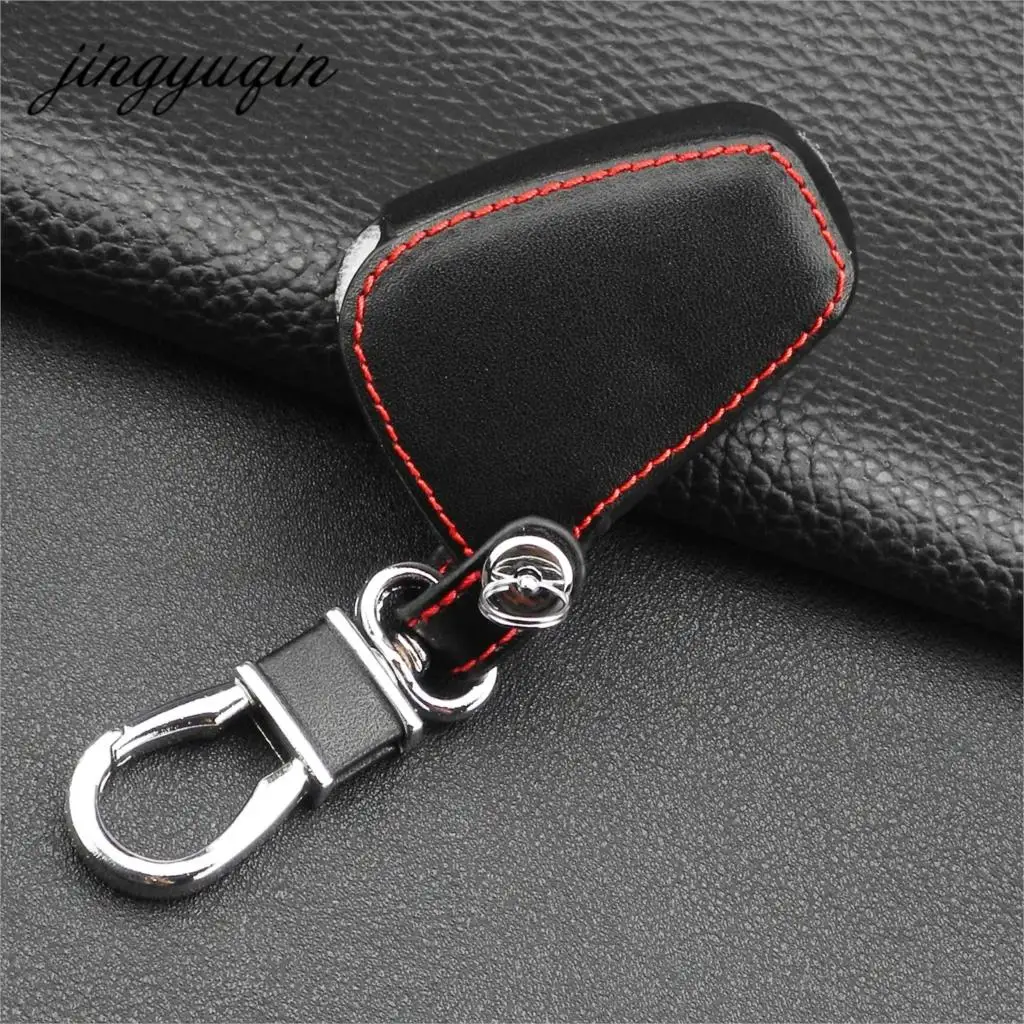 jingyuqin Leather Case Remote Car Key Cover 3/4 Button for Dodge JCUV Jeep Compass Grand Cherokee Patriot Pacifica Chrysler 300C