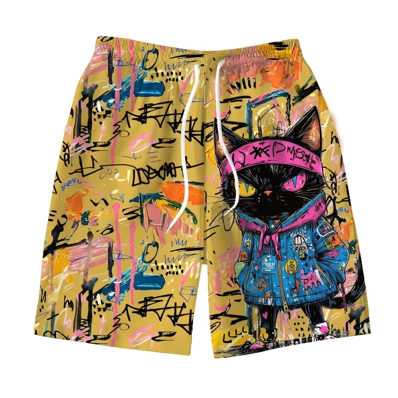3D Print Colorful Graffiti Cat - Trunk Breathable Men 评论和价格