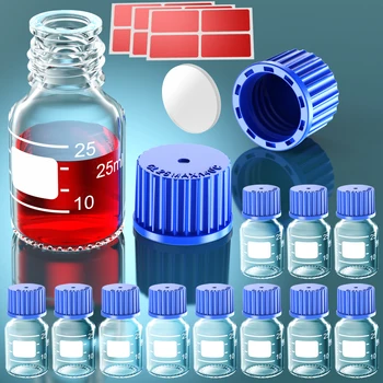 원형 미디어 보관병, GL45, GL32, GL25, 블루 스크류 캡, 보관 유리병, 25ml, 50ml, 100ml, 250ml, 500ml, 1000ml, ks-tek 제품