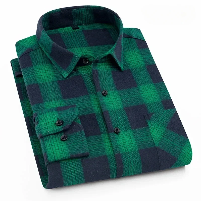 New in Shirt Fashion Korean Popular 40% Cotton Long-Sleeve Shirts for Men Slim Fit Plain Shirt Streetwear Casual Plaid Clothes