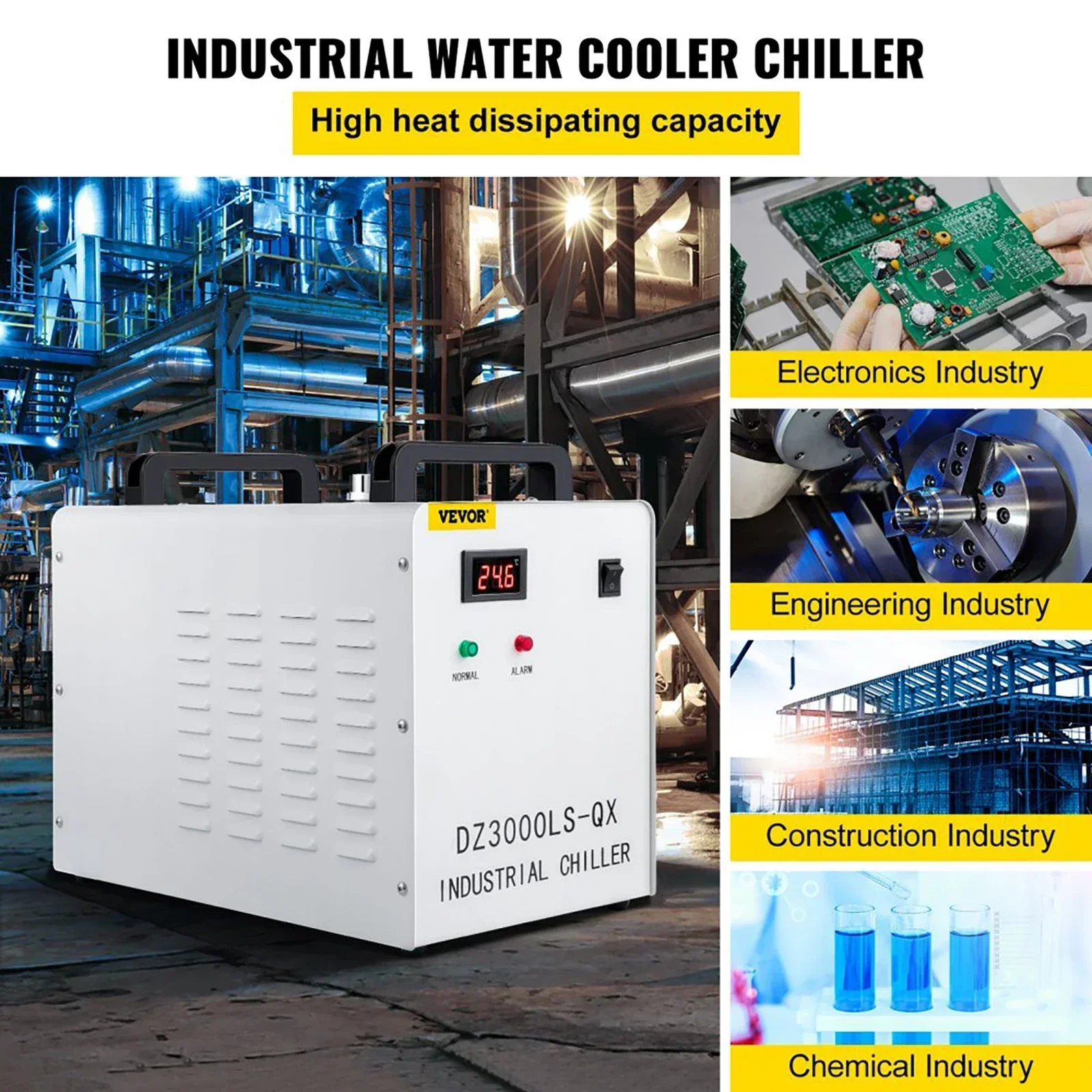 VEVOR-máquina de grabado láser de CW-3000, Enfriador de agua Industrial por termólisis, 60W/80W, tubo de vidrio CO2, refrigeración de husillo CNC