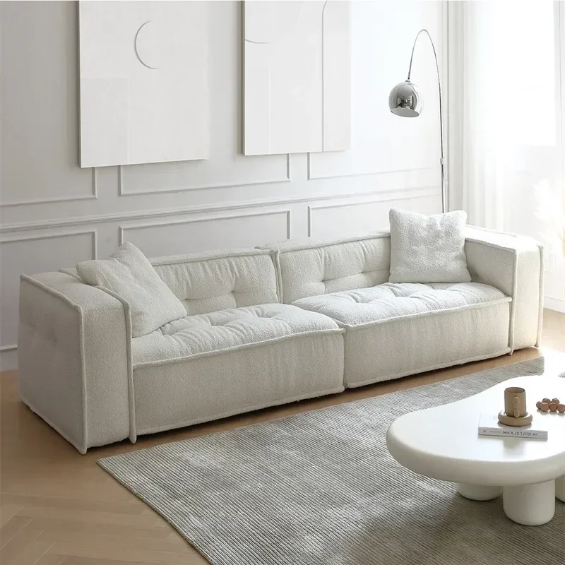 

Italian minimalist sofa cream wind square three-person sofa tofu block technology fabric sofa modern small apartment