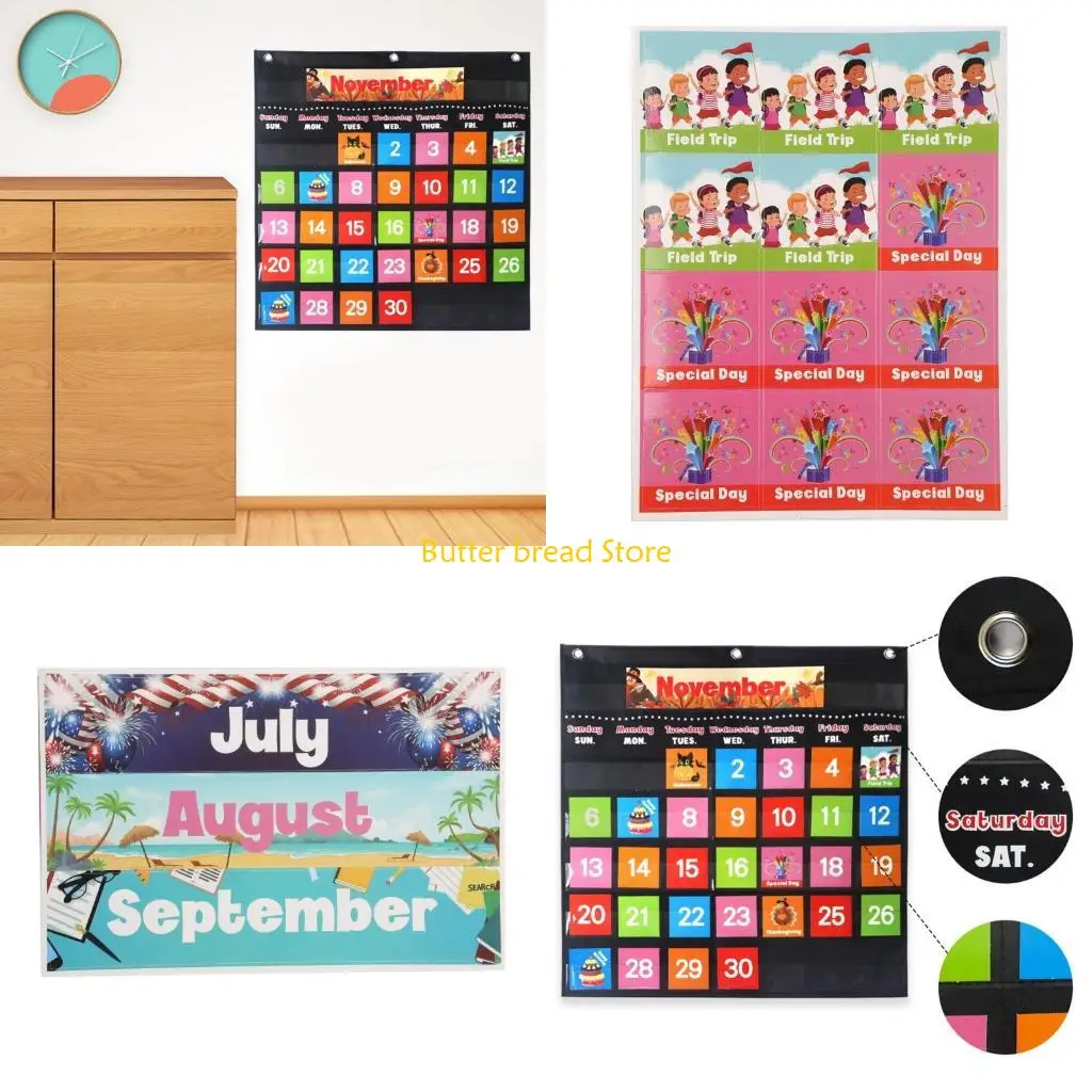 

W89C Weather Pocket Chart Classroom Monthly Calendar for Homeschool Early Learning