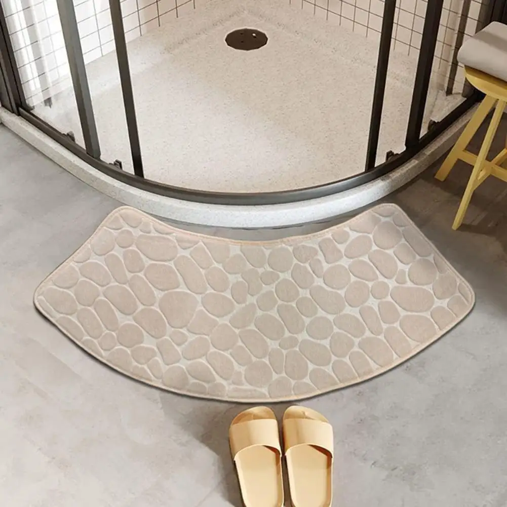 Non-slip Bath Mat Luxurious Coral Velvet Bathroom Floor Mat with Anti-slip Pebble Design for Quick-drying Water for Hotel