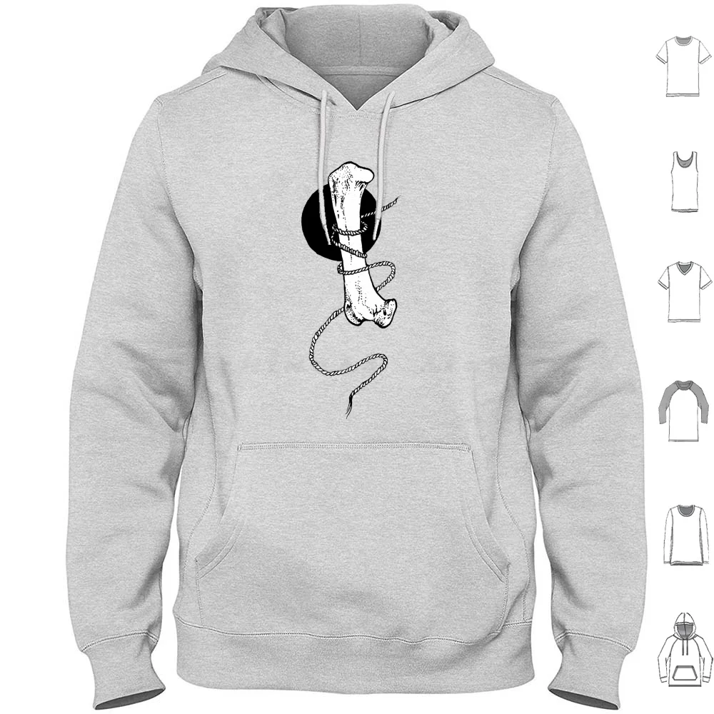 The Big Bone Hoodies Long Sleeve Rotten Fantom Bone Graphic Desig Line Drawing Dot Work Minimal Black And White