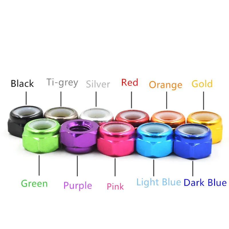 10pcs M2 M3 M4 M5 M6 Anodized Multi-color Colourful Aluminum Alloy Nylon Lock Nut