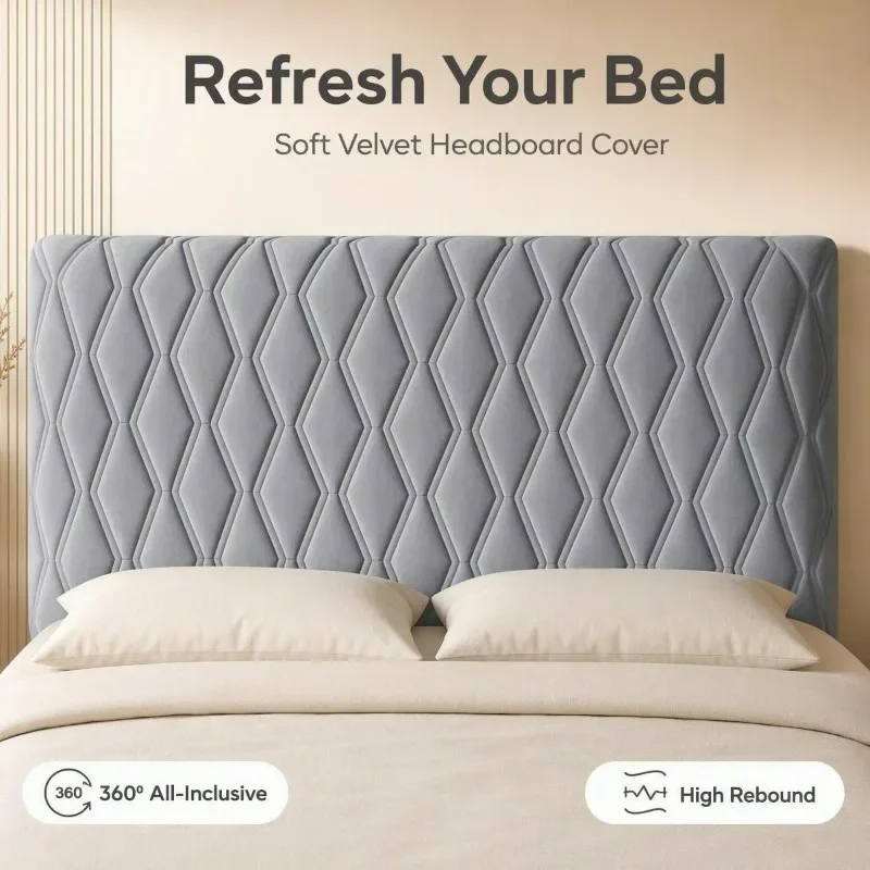 Universal Velvet Bed Headboard Protector Cover Thick Upholstered Anti Collision Dustproof Cover Geometry Quilting Bedroom Decor