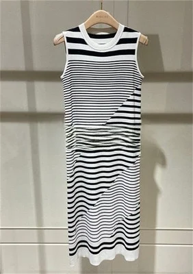 

Migaino 2023 Весенняя коллекция: Удобное повседневное женское модное платье миди в полоску с круглым вырезом и длинными рукавами, А-силуэт