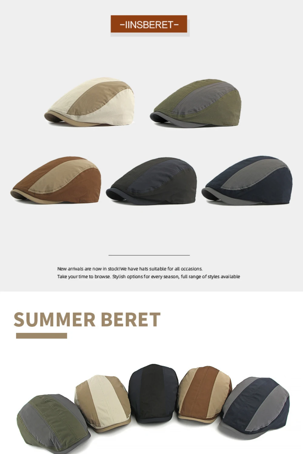 HT5108 Baskenmützen Frühling Sommer Sonnenhüte für Herren Damen Vintage Künstler Maler Baskenmütze Herren Damen Ivy Flat Cap Patchwork Baskenmütze – Detail 1