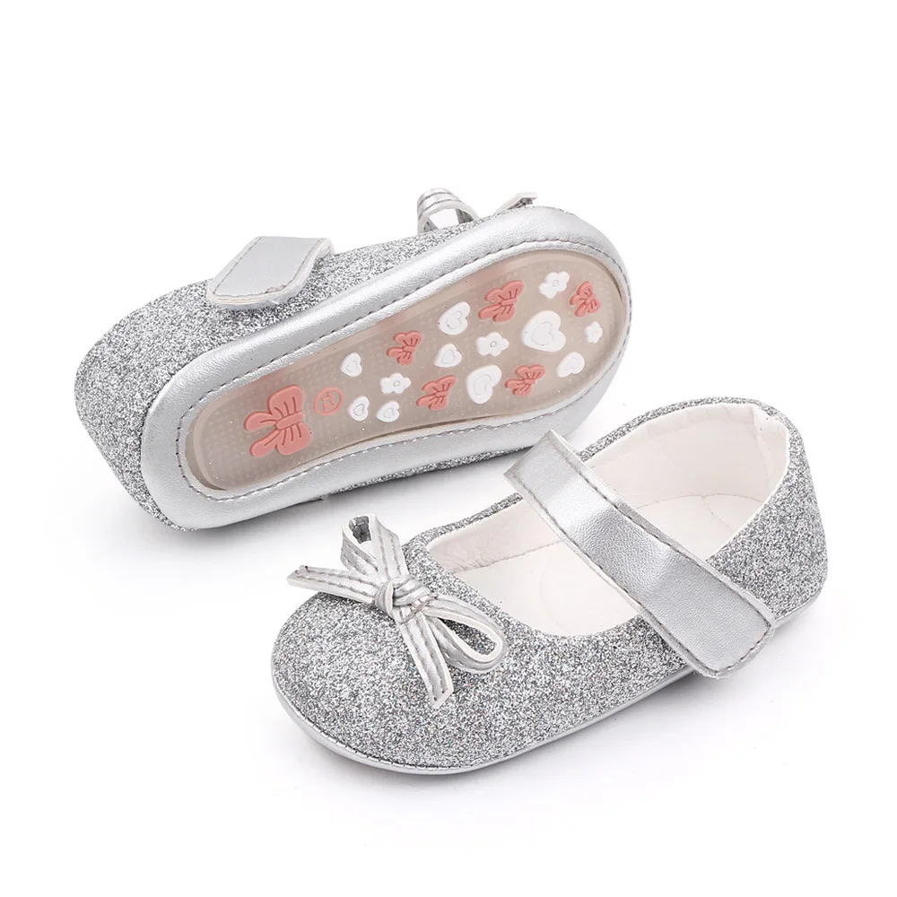 Brand Infant Girl Crib Shoes Fashion Bows Trainers Baby Item Newborn Anti-slip Soft Rubber Sole Princess Footwear Doll Shoe Gift