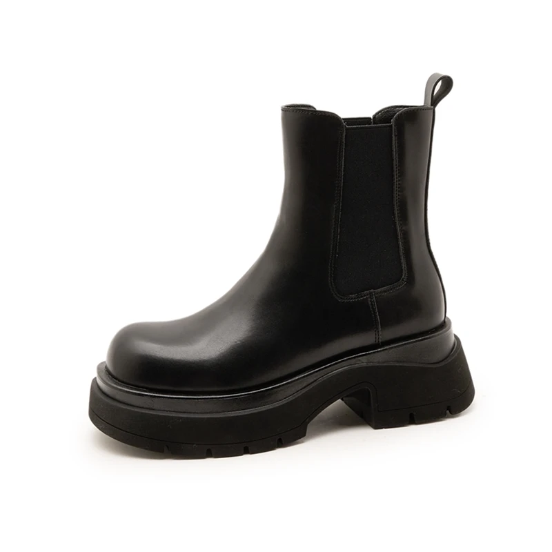 AIYUQI 2025 New Women's Chelsea Boots Thick-soled, round-toed Women Smokestack Boots Large, comfortable female booties
