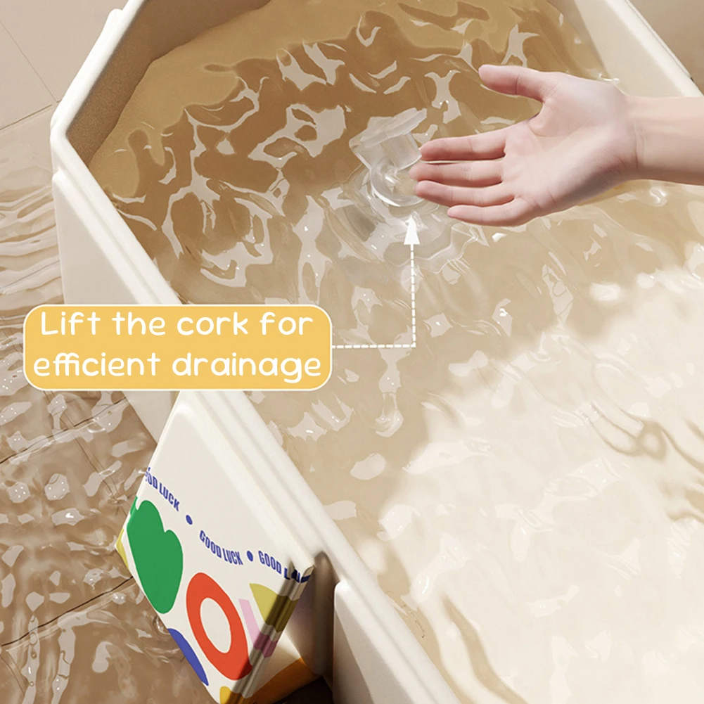 Foldable Baby Bathtub Large Collapsible Bath Tub with Drain Outlet Folding Infant Tub Toddlers Shower Basin Home Bathing Bucket