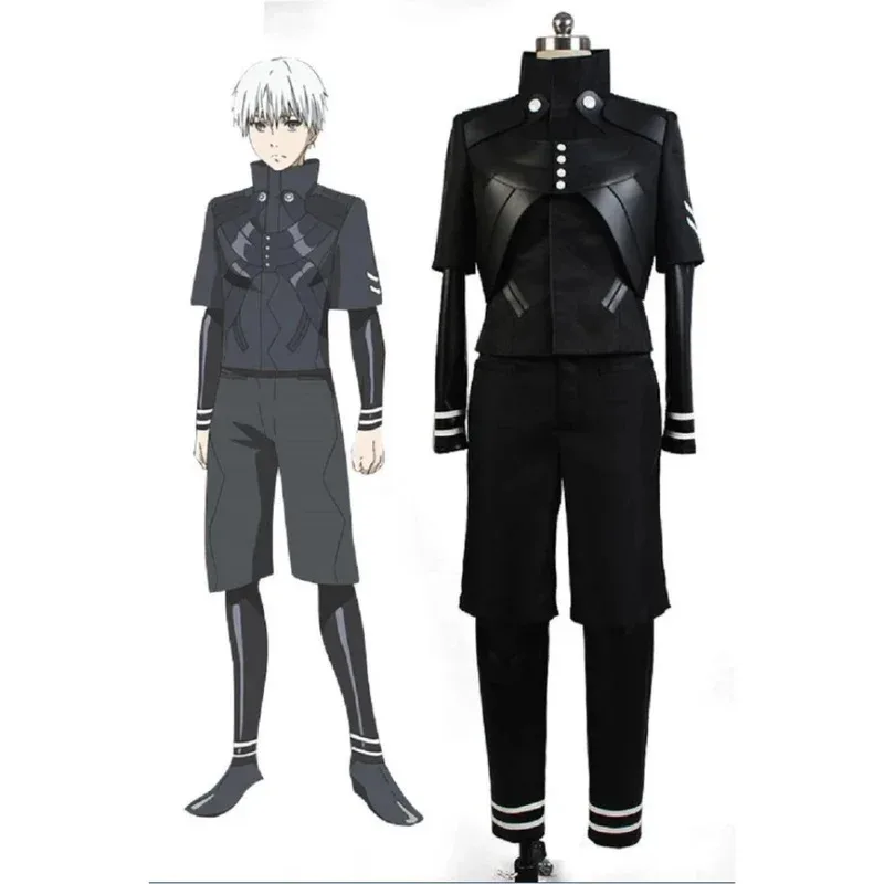 (En stock) disfraz de Cosplay de Tokyo Ghoul Ken Kaneki, mono negro para hombres y adultos, uniforme para batalla, disfraces de Carnaval de Halloween
