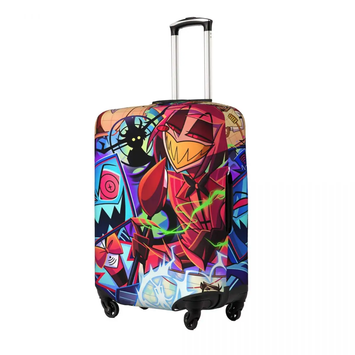Radiostatic Vox Alastor Suitcase Cover Hazbin Hotels Strectch Cruise Trip Protector Luggage Accesories Vacation