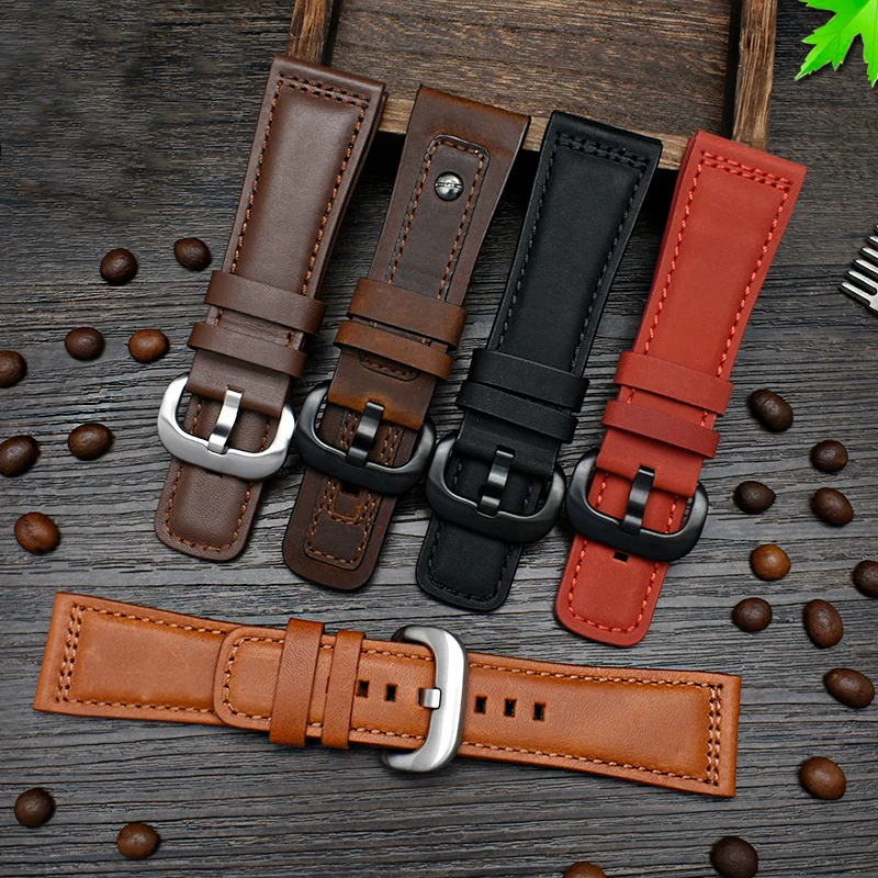 For Seven Friday P1 Q2/03/M2/M021 T2 Genuine Leather Watch band Vintage Diesel Large Size Metal Riveted Men Strap 28MM Bracelet