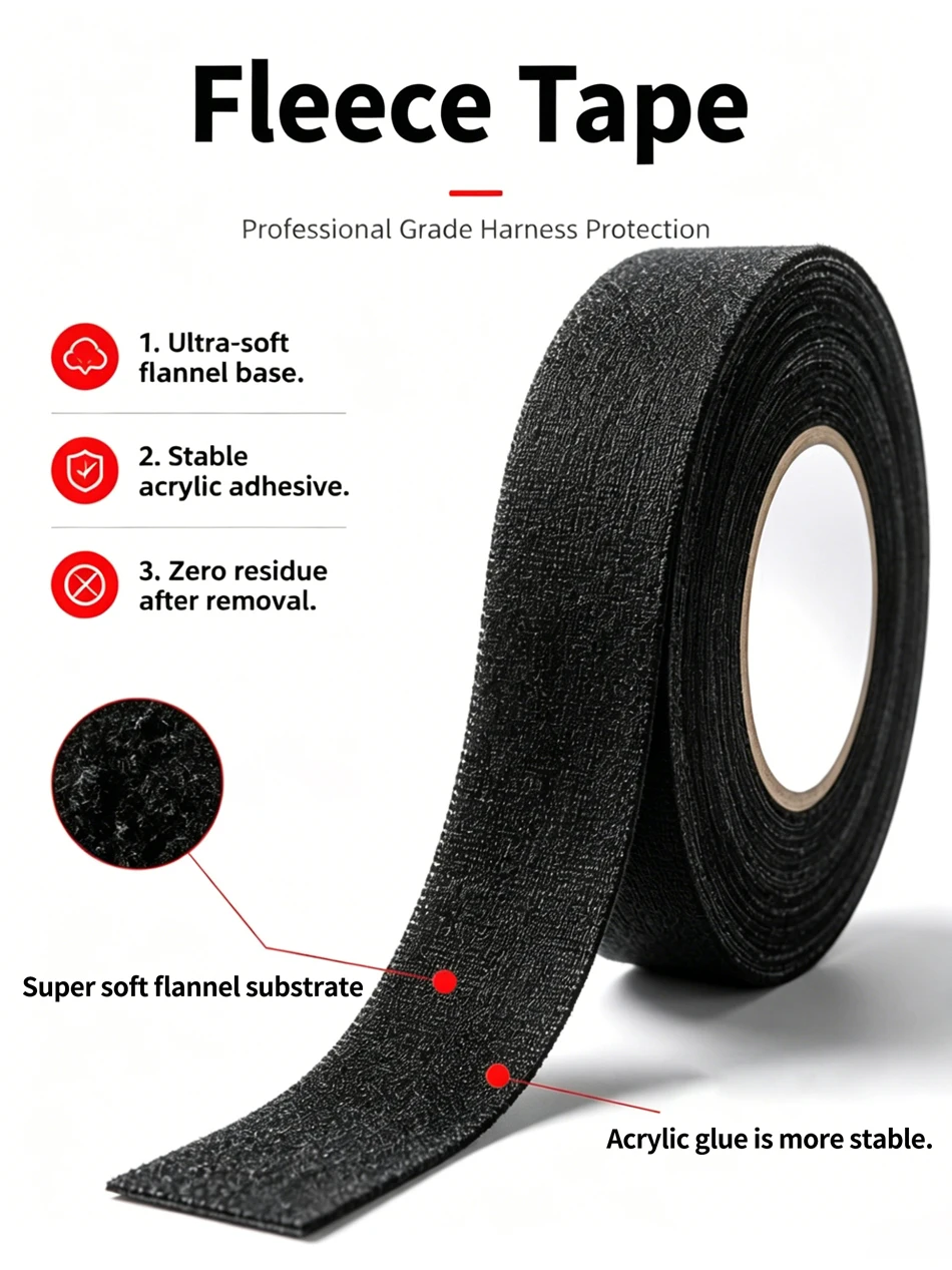 10/25 Meters Heat Resistant Flame Retardant Cloth Tape Coroplast Adhesive Wire Harness Loom Protection For Car Cable Wiring T&I Online Store