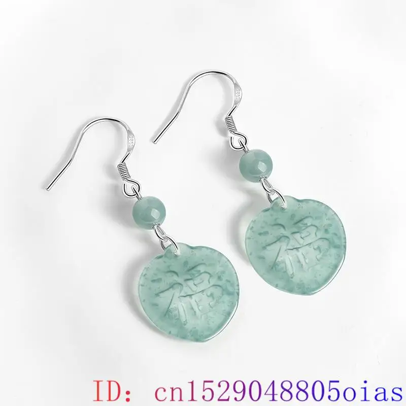 Pendientes de jadeíta Fu birmana azul, piedra de lujo, amuleto tallado de plata 925, regalos para mujeres, accesorios de joyería Natural