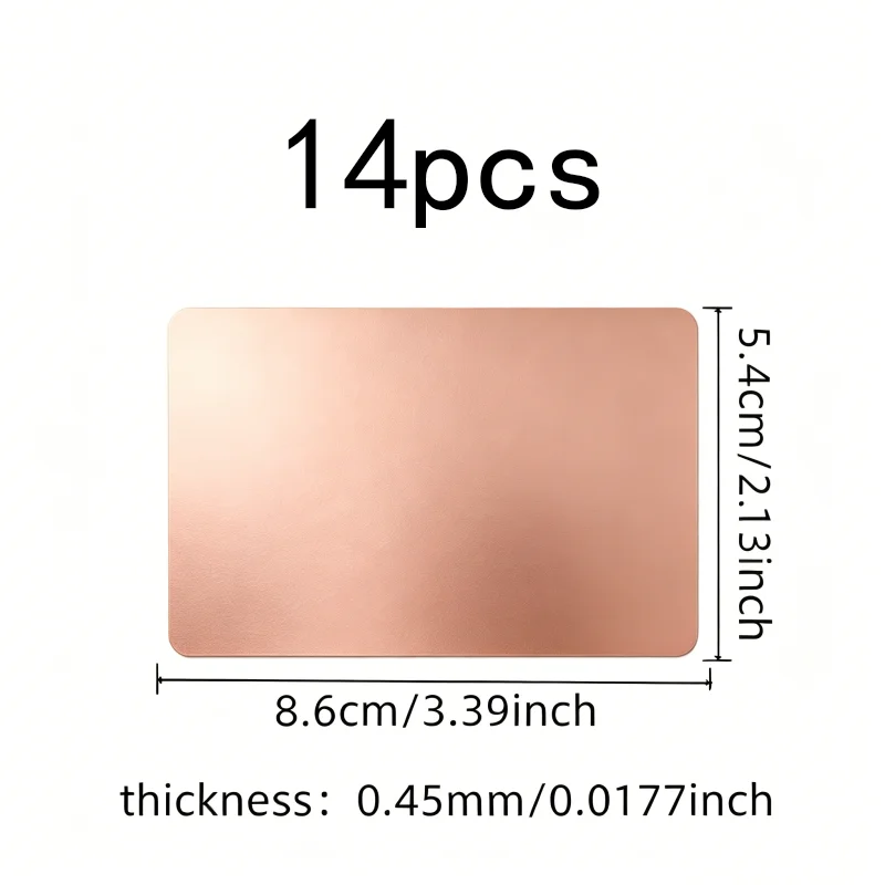 14 pcs 45mm Metal Business Card Blanks for Business Card Making, Aluminum Smooth Surface, 0.45mm Thin Lightweight