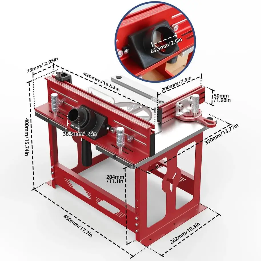 ENJOYWOOD Bench Top Router Tafelwerkbank met verstekmeter / profielheksysteem / stofopvangpoort voor de meeste routers