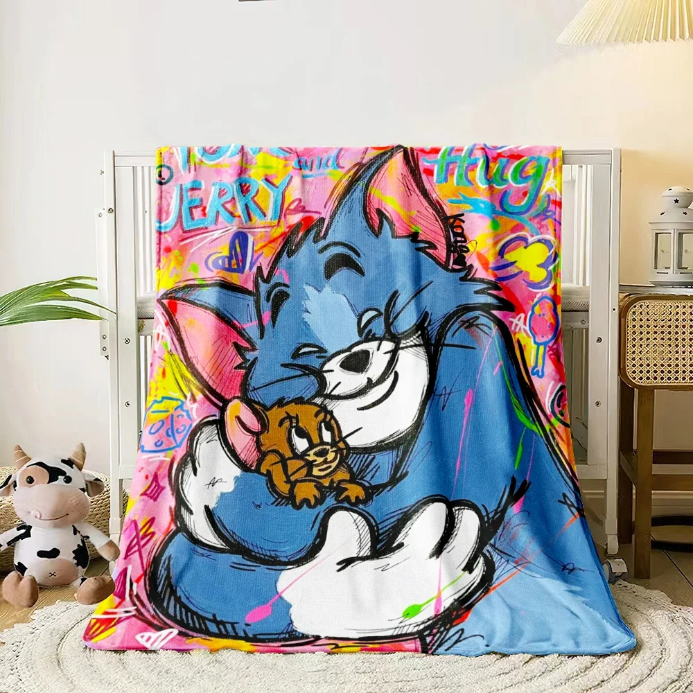 1 PC Tom and Jerry blanket - Lightweight Flannel Throw for sofas, travel, camping, living rooms, offices, sofa, chairs and beds