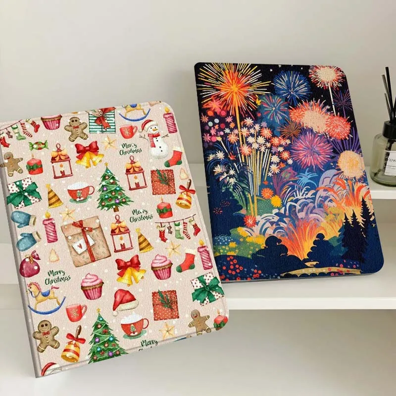 

Cartoon Xmas Gift Pattern Tablet Case For Samsung Tab Galaxy S6 S11 A A7 A8 A9 A11 10.1 10.4 10.5 Plus Lite Gift