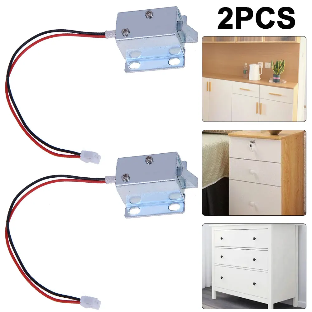 2Pcs DC 12V Cabinet Lock Cylinder Universal Solenoid Lock for Letter Box Storage Rack