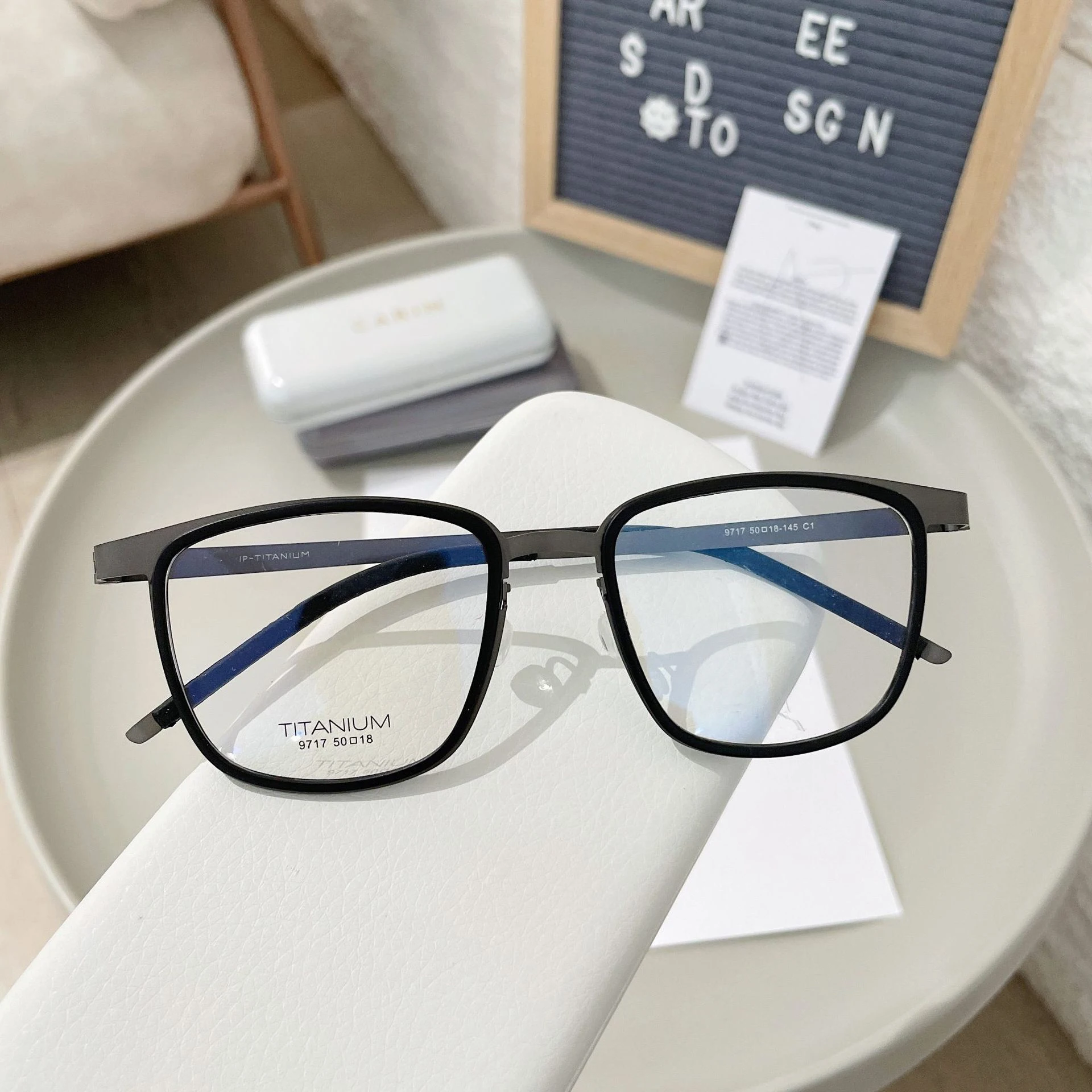 Titânio puro Screwless óculos para homens, Dinamarca Brand Replica, Retro Square Spectacle Frames, LIND9717