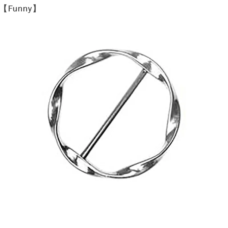 〔Lucu〕5/6 Buah Gesper Syal Sutra Berpilin Tiga Kecepatan Bulat Logam Campuran Seng Gaya Eropa dan Amerika