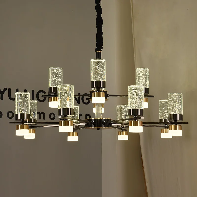 

Crystal LED Chandelier Light Simple Interior Decor Lighting Ceiling Pendant Endless Dimming Hanging Lamp In Restaurant