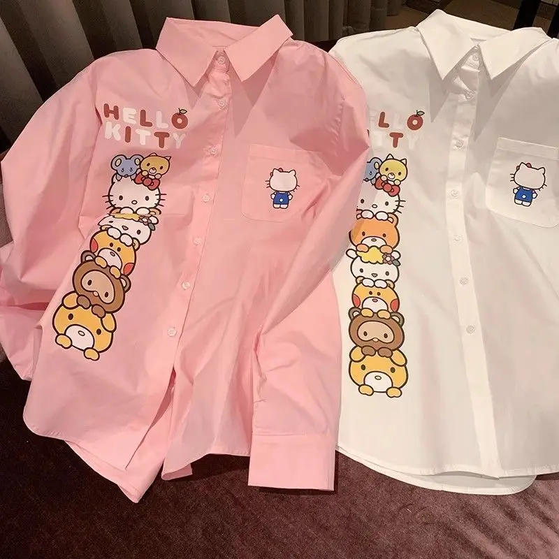 

Sanrio Shirt HelloKitty Kawaii Printing Casual Versatile Long Sleeve Coat Stylish Design for Everyday Wear Statement Apparel​​