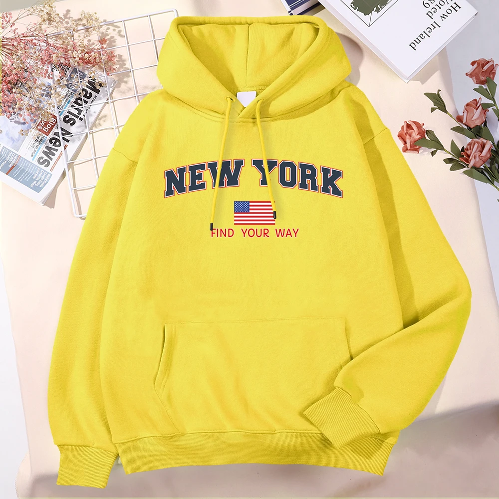 New York Find Your Way Usa Street Letter Man Hoodie Fashion Quality Tracksuit Casual Daily Streetwear Soft Designer Hoodies Men