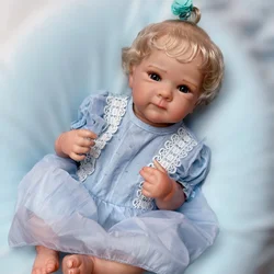 18-20Inch Open Eyes Bettie Reborn Baby Girl Doll Waterproof Vinyl Doll With Rooted White Hair Handmade Lifelike Real Bebe Reborn