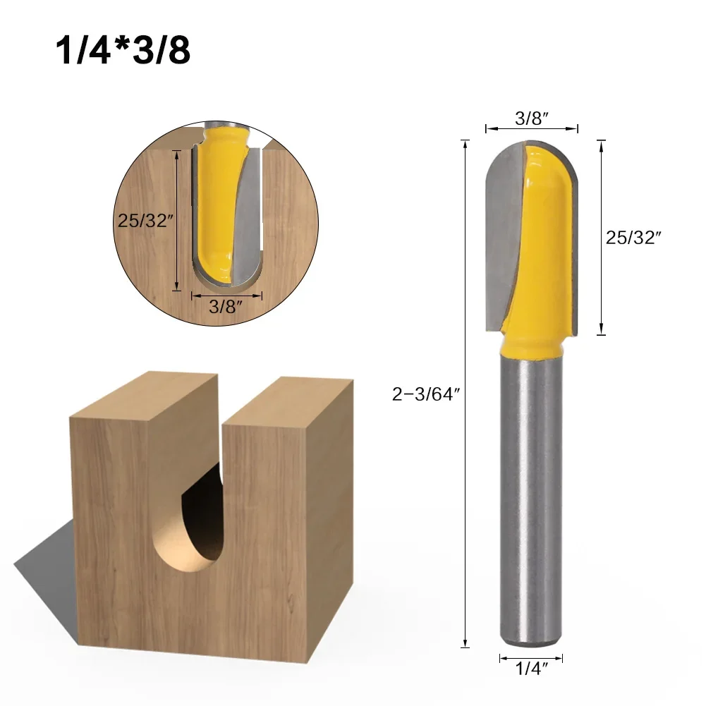 1/4Inch 6.35mm Shank Round Nose Bit 90 Degree Deep V-Groove Bit Router Bits Set Core Box Bit For Woodworking Tools PVC Board